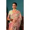 Cream Kashmiri Pashmina Woven Work Traditional Wear Plus Size Saree - 9974191555