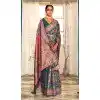 Rama Blue Kashmiri Pashmina Woven Work Traditional Wear Plus Size Saree - 9974191556
