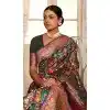 Black Kashmiri Pashmina Woven Work Traditional Wear Plus Size Saree - 9974191557