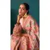 Blush Pink Kashmiri Pashmina Woven Work Traditional Wear Plus Size Saree - 9974191558