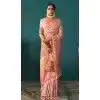Blush Pink Kashmiri Pashmina Woven Work Traditional Wear Plus Size Saree - 9974191558