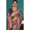 Navy Blue Kashmiri Pashmina Woven Work Traditional Wear Plus Size Saree - 9974191559