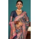 Navy Blue Kashmiri Pashmina Woven Work Traditional Wear Saree - 9974191559