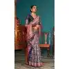 Navy Blue Kashmiri Pashmina Woven Work Traditional Wear Plus Size Saree - 9974191559