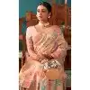 Light Peach Kashmiri Pashmina Woven Work Traditional Wear Plus Size Saree - 9974191560