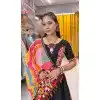 Black Rayon Printed Navratri Lehenga Choli - 10047192084