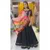 Black Rayon Printed Navratri Lehenga Choli - 10047192084