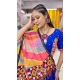 Navy Blue Rayon Printed Navratri Lehenga Choli - 10047192086
