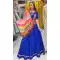 Navy Blue Rayon Printed Navratri Lehenga Choli - 10047192086