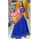 Navy Blue Rayon Printed Navratri Lehenga Choli - 10047192086