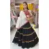 Black And Grey Maslin Rayon Sequence Work Navratri Lehenga Choli - 10047192089