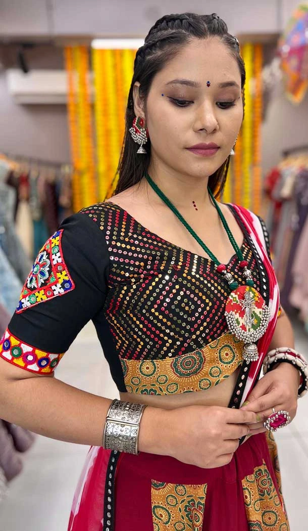 Maroon Rayon Digital Printed Navratri Lehenga Choli - 10047192094
