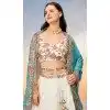 Cream Poly Georgette Embroidered Designer Wear Plus Size Lehenga Choli - 10083192265