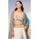Cream Poly Georgette Embroidered Designer Wear Lehenga Choli - 10083192265