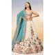 Cream Poly Georgette Embroidered Designer Wear Lehenga Choli - 10083192265