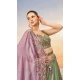 Lime Green Poly Georgette Embroidered Designer Wear Lehenga Choli - 10083192266