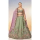 Lime Green Poly Georgette Embroidered Designer Wear Lehenga Choli - 10083192266