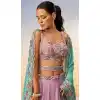Mauve Georgette Embroidered Designer Wear Plus Size Lehenga Choli - 10083192267