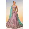 Mauve Georgette Embroidered Designer Wear Plus Size Lehenga Choli - 10083192267