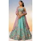 Turquoise Blue Georgette Embroidered Designer Wear Lehenga Choli - 10083192268