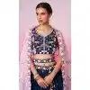 Navy Blue Satin Embroidery Wedding Wear Plus Size Lehenga Choli - 10084192269