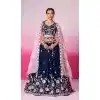 Navy Blue Satin Embroidery Wedding Wear Plus Size Lehenga Choli - 10084192269
