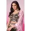 Olive Green Satin Embroidery Wedding Wear Plus Size Lehenga Choli - 10084192270