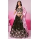 Olive Green Satin Embroidery Wedding Wear Lehenga Choli - 10084192270