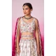 Cream Poly Georgette Embroidery Wedding Wear Lehenga Choli - 10084192272