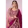 Burgundy Silk Embroidery Wedding Wear Plus Size Lehenga Choli - 10084192273
