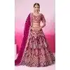 Burgundy Silk Embroidery Wedding Wear Plus Size Lehenga Choli - 10084192273