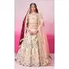 Cream Silk Embroidery Wedding Wear Plus Size Lehenga Choli - 10084192274