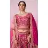 Pink Silk Embroidery Wedding Wear Plus Size Lehenga Choli - 10084192275