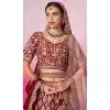 Red Silk Embroidery Wedding Wear Plus Size Lehenga Choli - 10084192276