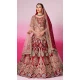 Red Silk Embroidery Wedding Wear Lehenga Choli - 10084192276