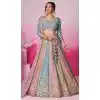 Multi Color Ploy Georgette Embroidery Wedding Wear Plus Size Lehenga Choli - 10084192278
