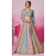 Multi Color Ploy Georgette Embroidery Wedding Wear Lehenga Choli - 10084192278