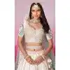 Silk Cream Embroidery Wedding Wear Plus Size Lehenga Choli - 10084192279