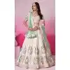 Silk Cream Embroidery Wedding Wear Plus Size Lehenga Choli - 10084192279
