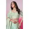 Sea Green Silk Embroidery Wedding Wear Plus Size Lehenga Choli - 10084192280
