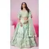 Sea Green Silk Embroidery Wedding Wear Plus Size Lehenga Choli - 10084192280