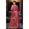 Plus Size Silk Sequins Work Party Wear Palazzo Suit In Rani Pink - 10085192282