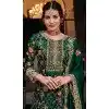 Plus Size Silk Sequins Work Party Wear Palazzo Suit In Green - 10085192283