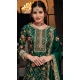 Silk Sequins Work Party Wear Palazzo Suit In Green - 10085192283