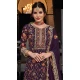 Silk Sequins Work Party Wear Palazzo Suit In Purple - 10085192284