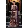 Plus Size Silk Sequins Work Party Wear Palazzo Suit In Purple - 10085192284