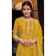 Silk Sequins Work Party Wear Palazzo Suit In Yellow - 10085192286