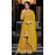Silk Sequins Work Party Wear Palazzo Suit In Yellow - 10085192286