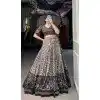 Black Tussar Silk Foil Print Work Navratri Wear Plus Size Lehenga Choli - 10087192291