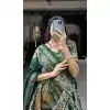 Green Tussar Silk Foil Print Work Navratri Wear Plus Size Lehenga Choli - 10087192292